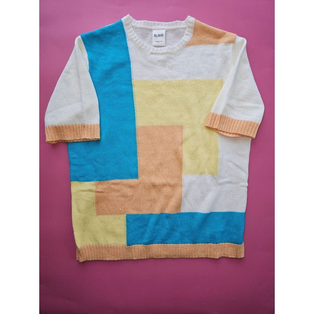 Blair‎ short sleeve colored block sweater size Small